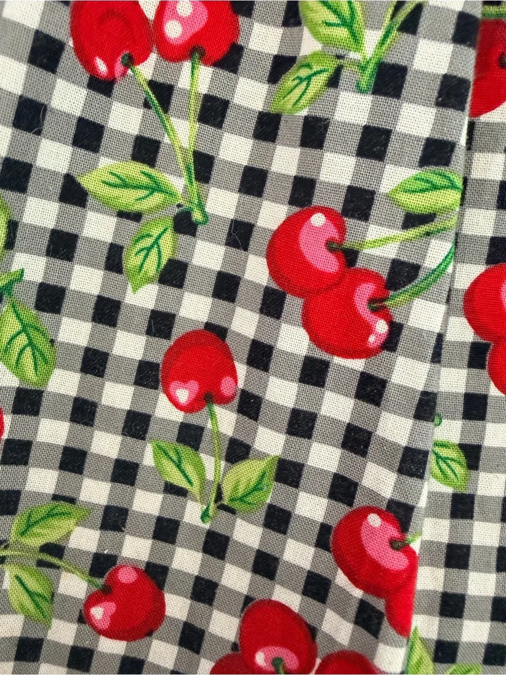ASD Living Kids Gingham Cherry Apron with Tie Waist